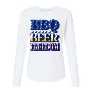 BBQ Beer Freedom Patriotic Womens Cotton Relaxed Long Sleeve T-Shirt