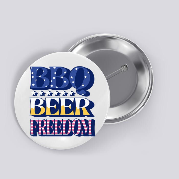 BBQ Beer Freedom Patriotic Button