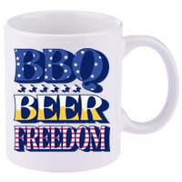 BBQ Beer Freedom Patriotic 11oz C Handle Ceramic Mug