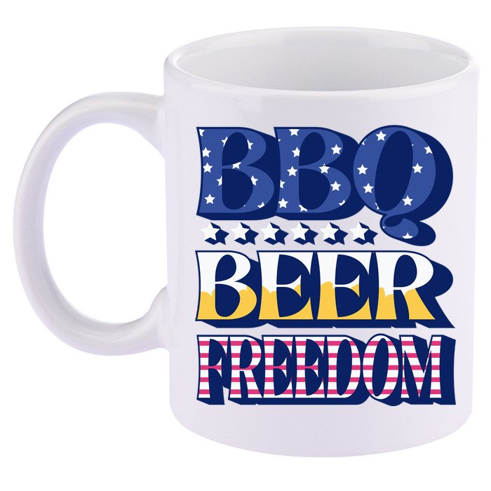 BBQ Beer Freedom Patriotic 11oz C Handle Ceramic Mug