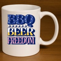 BBQ Beer Freedom Patriotic 11oz C Handle Ceramic Mug
