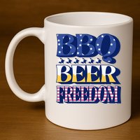 BBQ Beer Freedom Patriotic 11oz C Handle Ceramic Mug