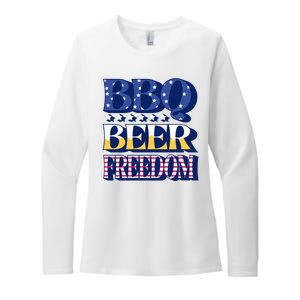 BBQ Beer Freedom Patriotic Womens CVC Long Sleeve Shirt