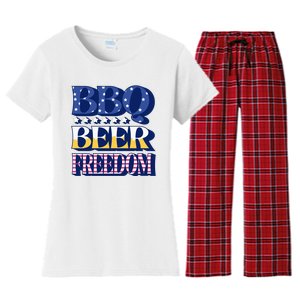 BBQ Beer Freedom Patriotic Women's Flannel Pajama Set