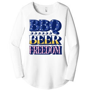 BBQ Beer Freedom Patriotic Women's Perfect Tri Tunic Long Sleeve Shirt