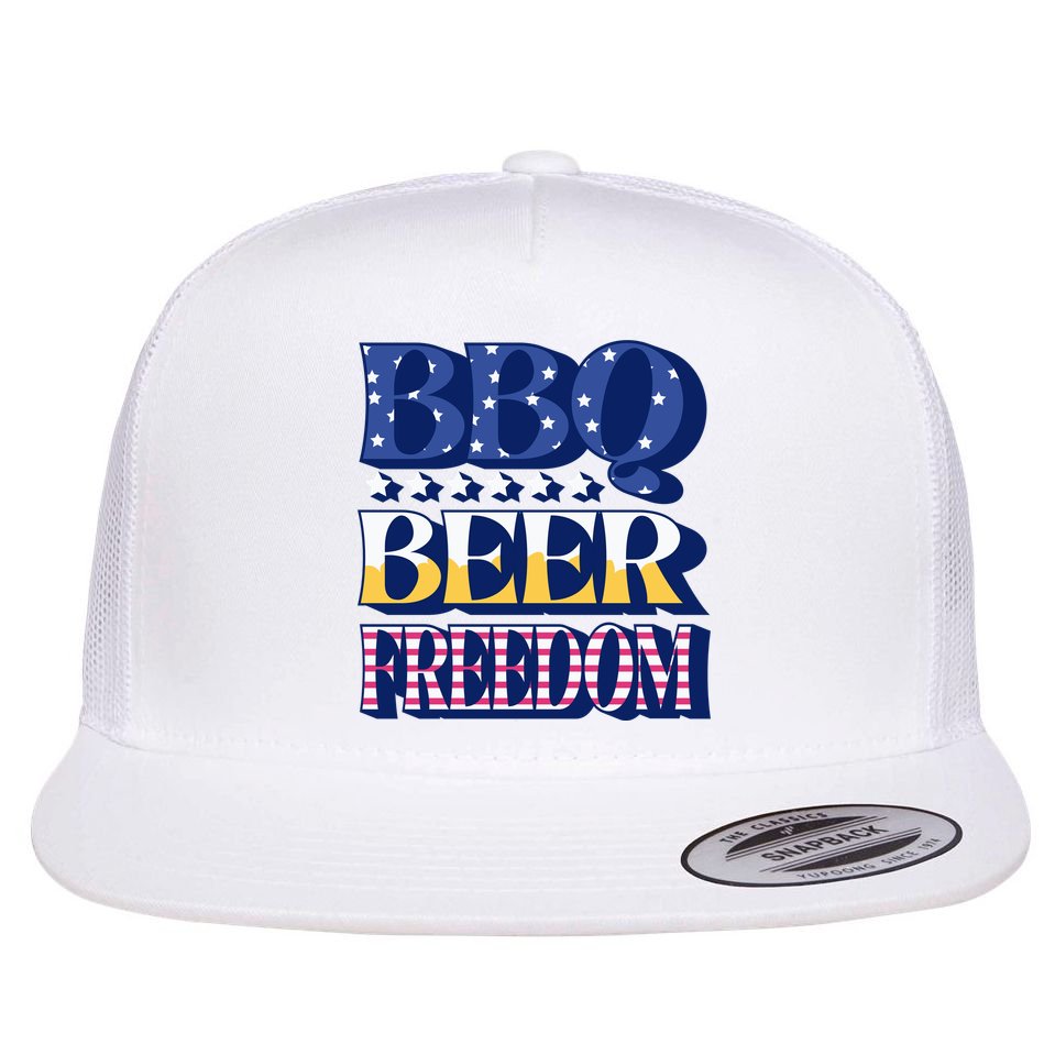 BBQ Beer Freedom Patriotic Flat Bill Trucker Hat