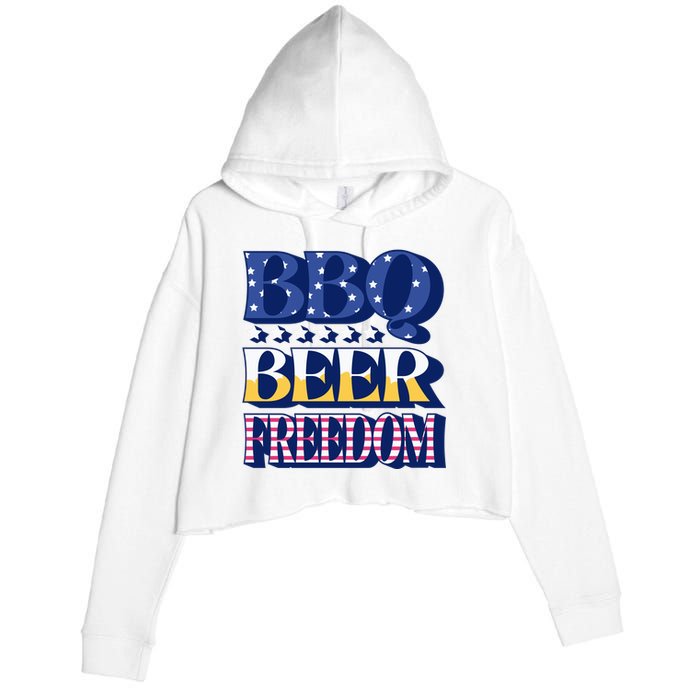 BBQ Beer Freedom Patriotic Crop Fleece Hoodie