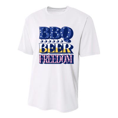 BBQ Beer Freedom Patriotic Youth Performance Sprint T-Shirt
