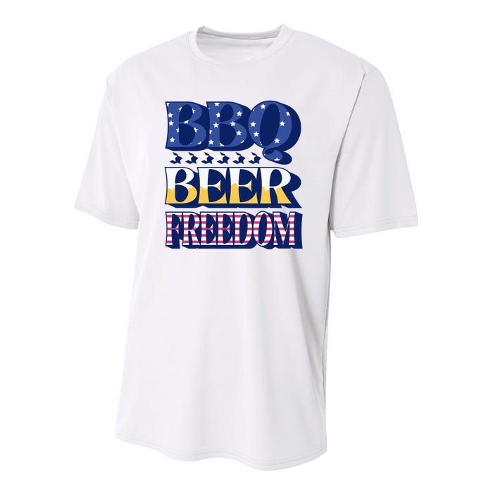 BBQ Beer Freedom Patriotic Youth Performance Sprint T-Shirt