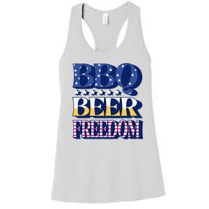 BBQ Beer Freedom Patriotic Women's Racerback Tank