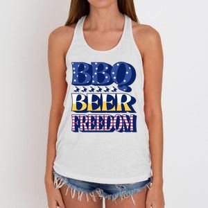 BBQ Beer Freedom Patriotic Women's Knotted Racerback Tank