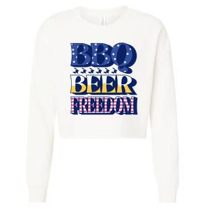 BBQ Beer Freedom Patriotic Cropped Pullover Crew