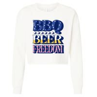 BBQ Beer Freedom Patriotic Cropped Pullover Crew