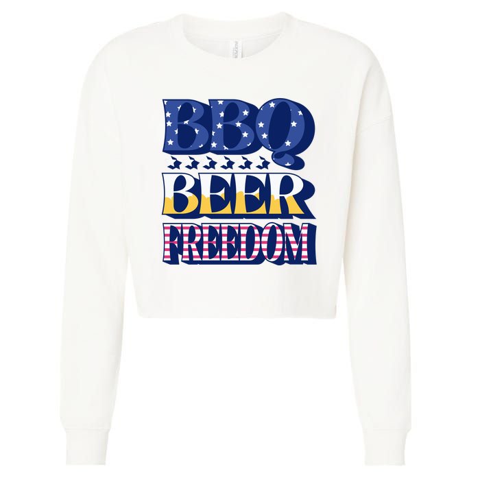 BBQ Beer Freedom Patriotic Cropped Pullover Crew