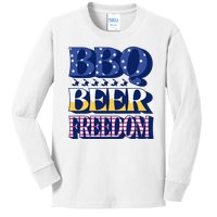 BBQ Beer Freedom Patriotic Kids Long Sleeve Shirt