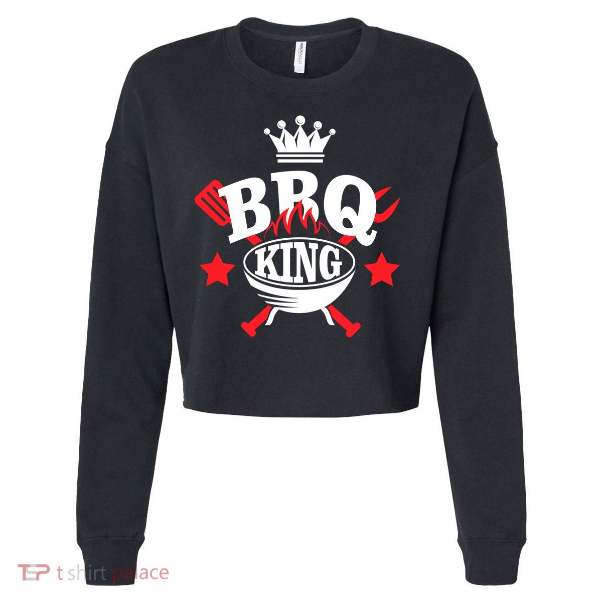 BBQ King Cropped Pullover Crew