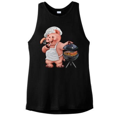 BBQ Pig Grilling Ladies PosiCharge Tri-Blend Wicking Tank