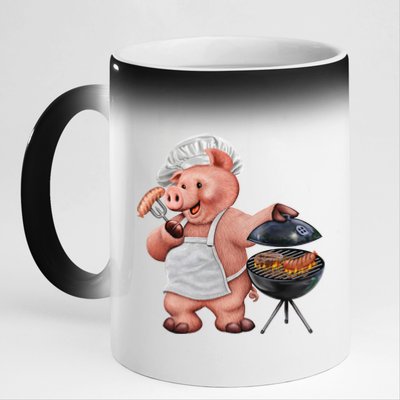 BBQ Pig Grilling 11oz Black Color Changing Mug