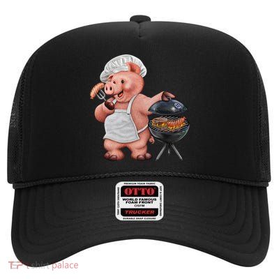BBQ Pig Grilling High Crown Mesh Back Trucker Hat