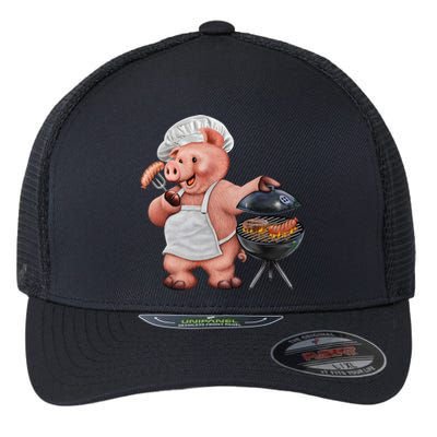 BBQ Pig Grilling Flexfit Unipanel Trucker Cap