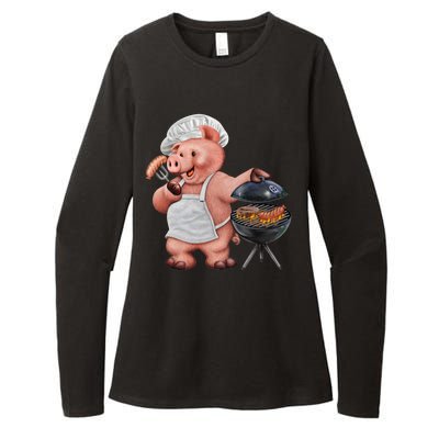 BBQ Pig Grilling Womens CVC Long Sleeve Shirt