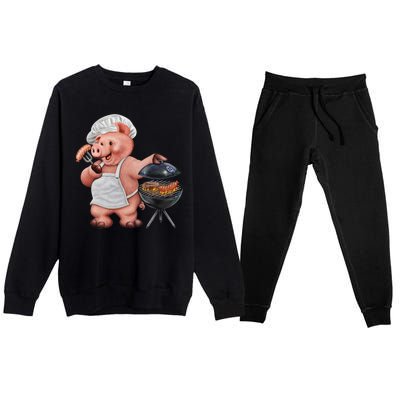 BBQ Pig Grilling Premium Crewneck Sweatsuit Set