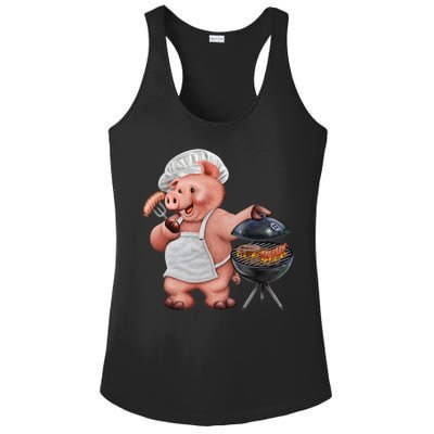 BBQ Pig Grilling Ladies PosiCharge Competitor Racerback Tank