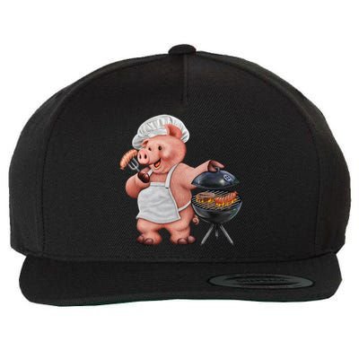 BBQ Pig Grilling Wool Snapback Cap