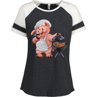 BBQ Pig Grilling Enza Ladies Jersey Colorblock Tee