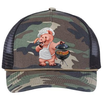 BBQ Pig Grilling Retro Rope Trucker Hat Cap