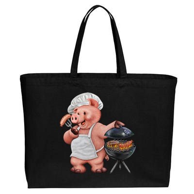 BBQ Pig Grilling Cotton Canvas Jumbo Tote