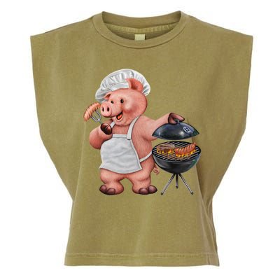 BBQ Pig Grilling Garment-Dyed Women's Muscle Tee