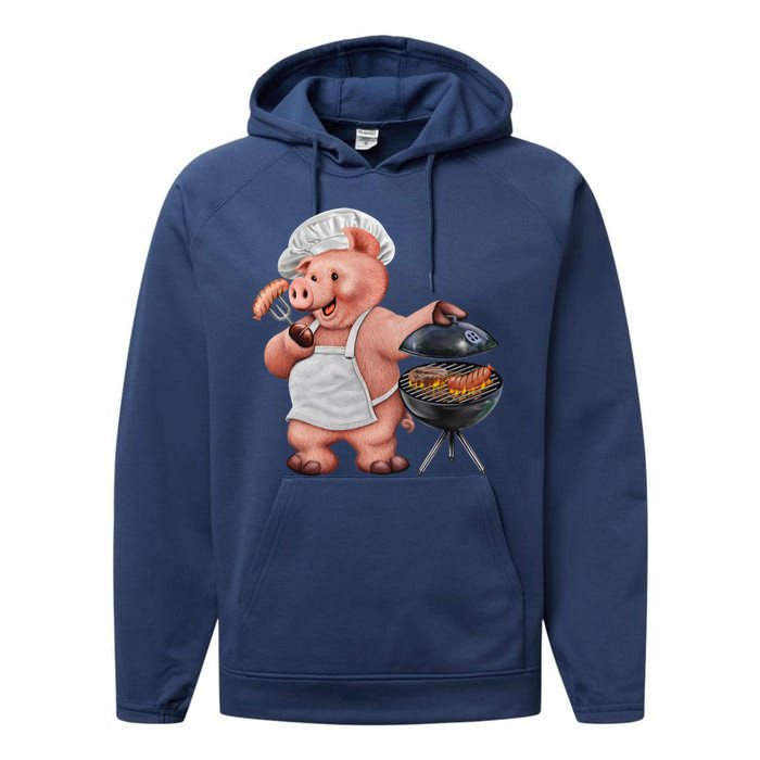 BBQ Pig Grilling Performance Fleece Hoodie