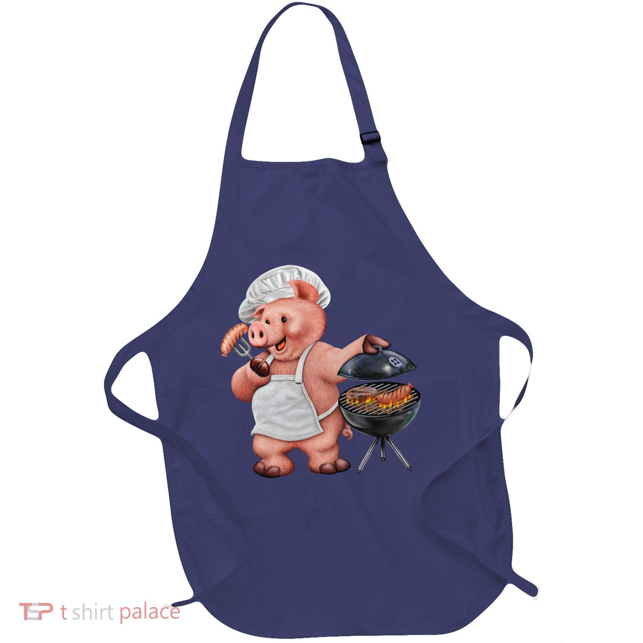 BBQ Pig Grilling Full-Length Apron With Pockets