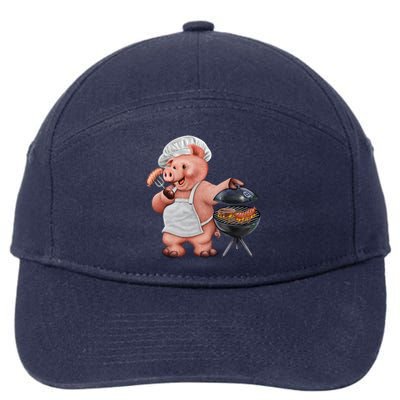 BBQ Pig Grilling 7-Panel Snapback Hat