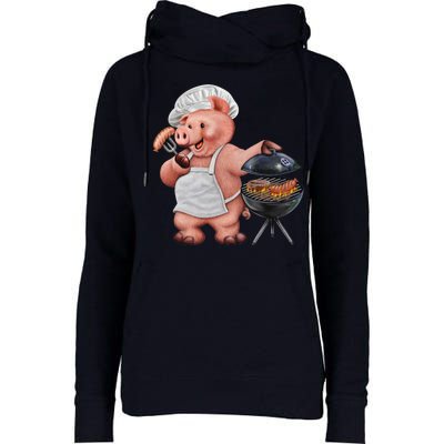 BBQ Pig Grilling Womens Funnel Neck Pullover Hood