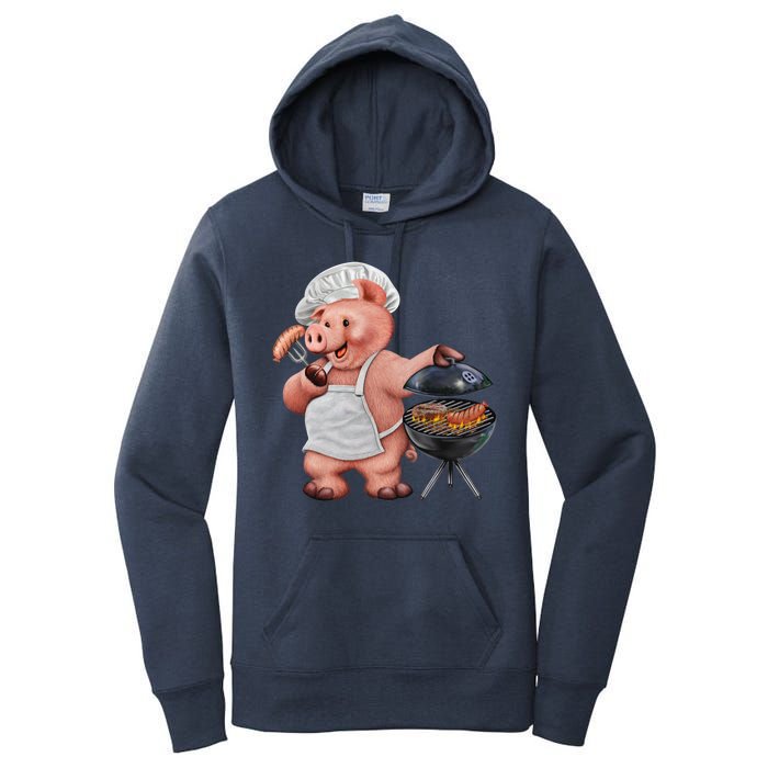 BBQ Pig Grilling Women's Pullover Hoodie