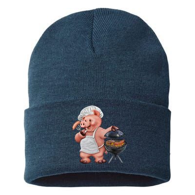 BBQ Pig Grilling Sustainable Knit Beanie