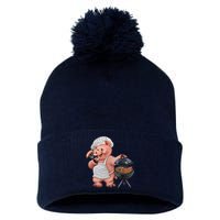 BBQ Pig Grilling Pom Pom 12in Knit Beanie