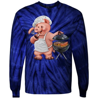 BBQ Pig Grilling Tie-Dye Long Sleeve Shirt