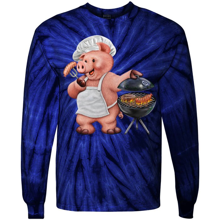 BBQ Pig Grilling Tie-Dye Long Sleeve Shirt