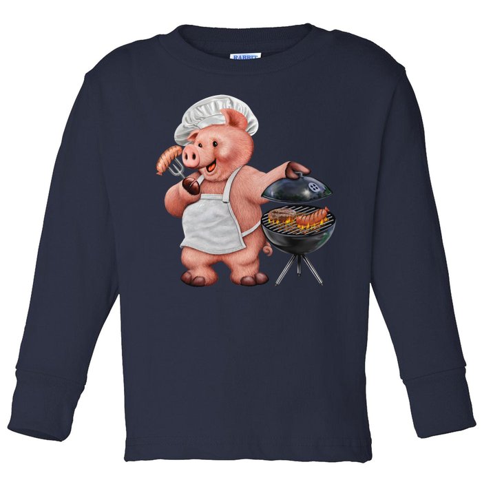 BBQ Pig Grilling Toddler Long Sleeve Shirt