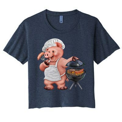 BBQ Pig Grilling Women's Crop Top Tee