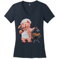 BBQ Pig Grilling Women's V-Neck T-Shirt