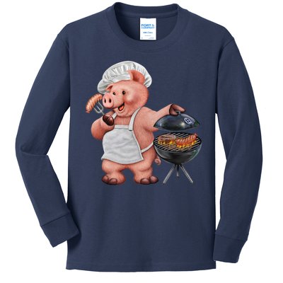 BBQ Pig Grilling Kids Long Sleeve Shirt