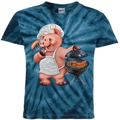 BBQ Pig Grilling Kids Tie-Dye T-Shirt