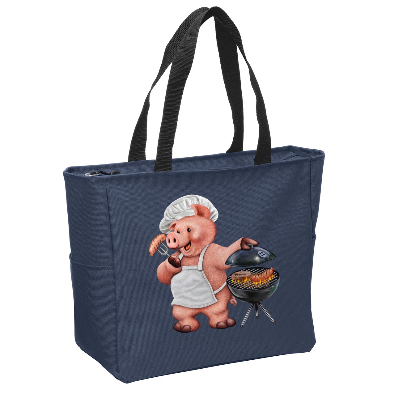BBQ Pig Grilling Zip Tote Bag