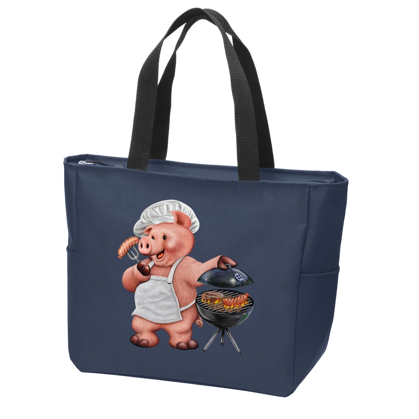 BBQ Pig Grilling Zip Tote Bag
