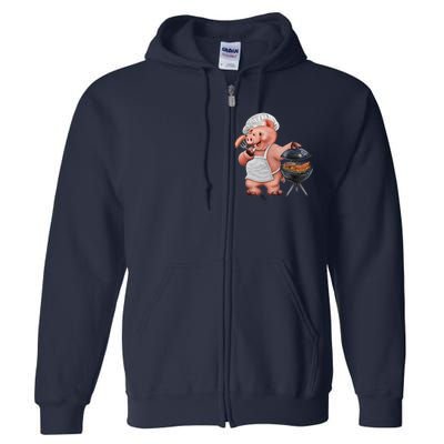 BBQ Pig Grilling Full Zip Hoodie