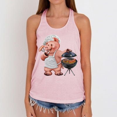 BBQ Pig Grilling Women's Knotted Racerback Tank